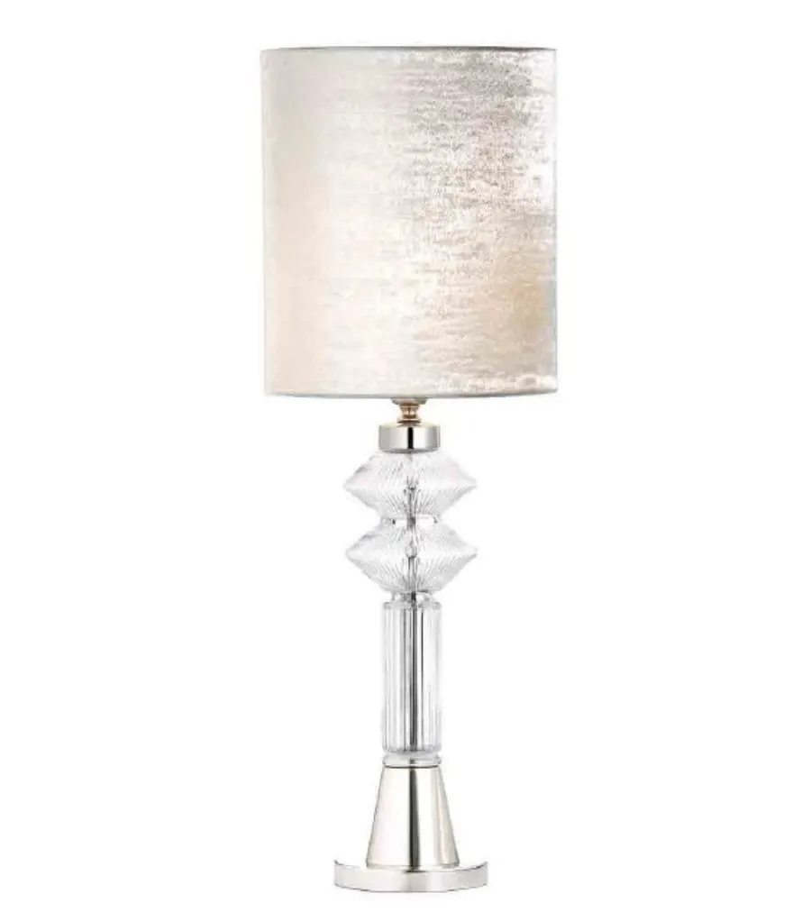 obrazek 1 Lampa stołowa z polerowanego niklu z przezroczystego szkła Murano z kloszem – Il Paralume Marina