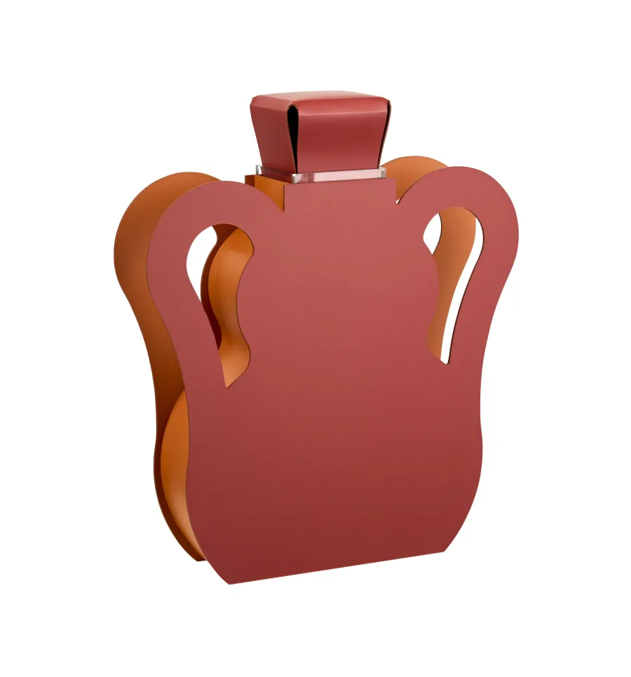 obrazek 2 Burgundowy skórzany wazon Otto 9x40xH45 cm