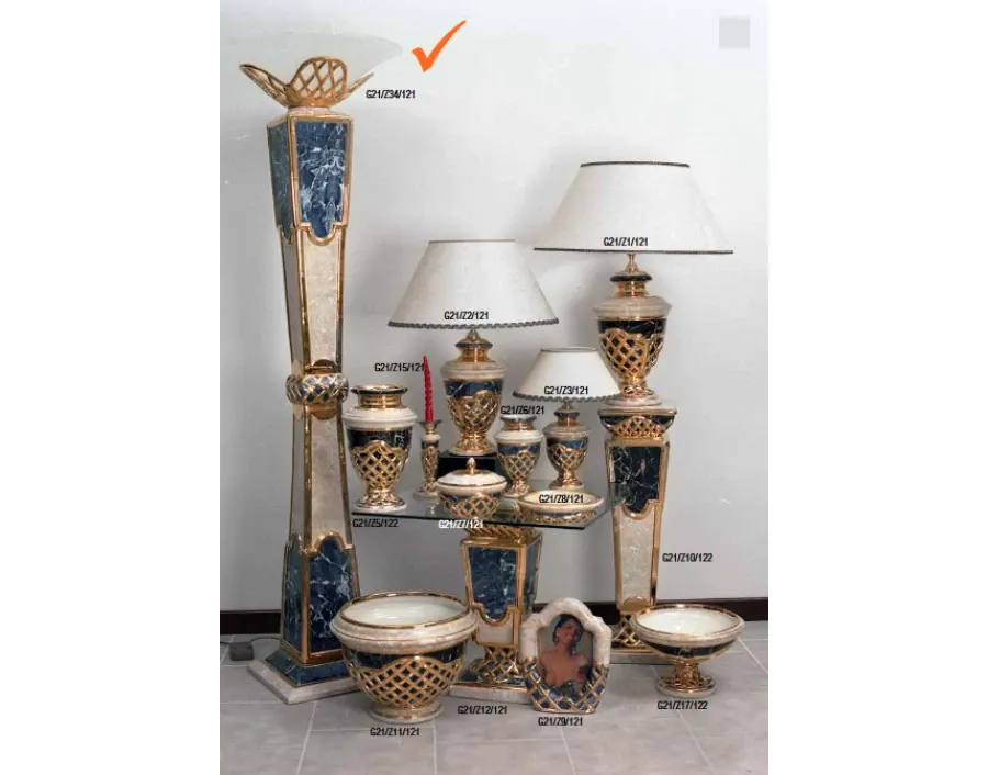 obrazek 1 Szykowna lampa podłogowa beżowo-niebieski marmur