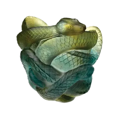 Zdjęcie Stylowy kryształowy wazon zdobiony ornamentem w kształcie węża - Daum