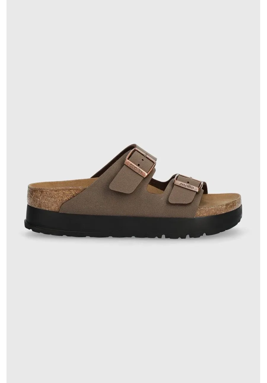 obrazek 1 Birkenstock klapki Arizona Platform Flex damskie kolor brązowy na platformie 1027417