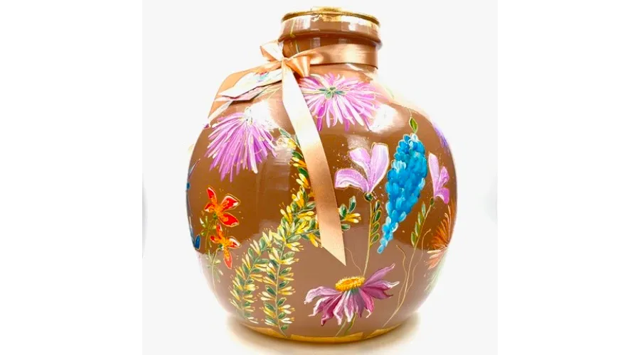 obrazek 1 Gustowny wazon w kolorze brązowym z motywem pięknych kwiatów - idealny upominek na wyjątkową okazję