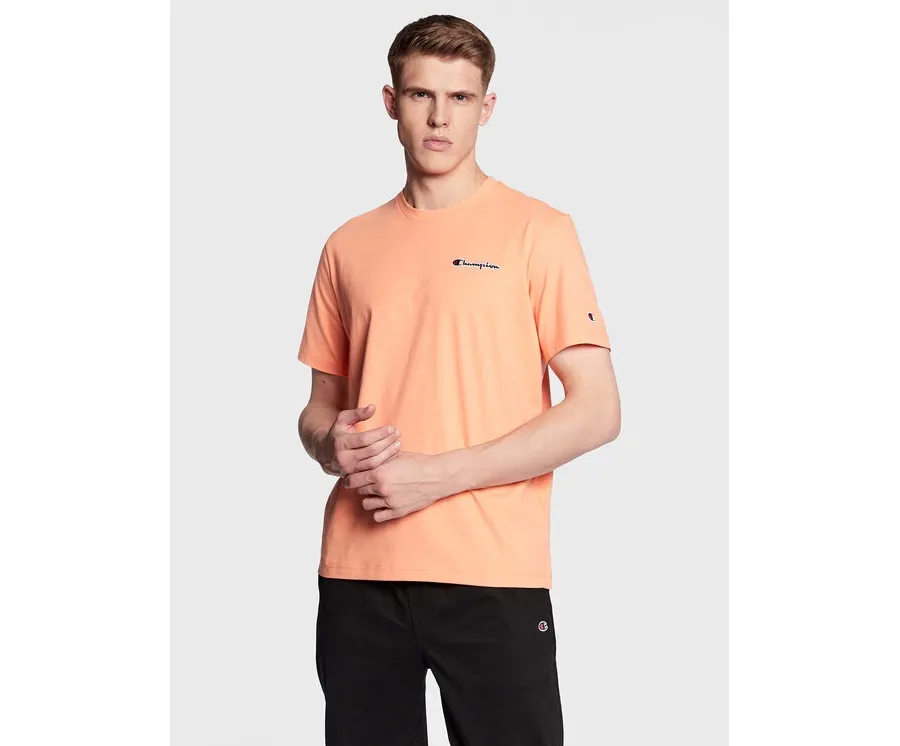 obrazek 1 Champion T-Shirt Small Script Logo Embroidery 218006 Pomarańczowy Regular Fit
