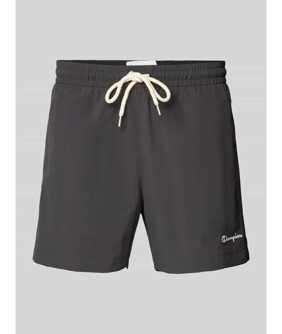 obrazek 1 Spodenki kąpielowe o kroju regular fit z wyhaftowanym logo