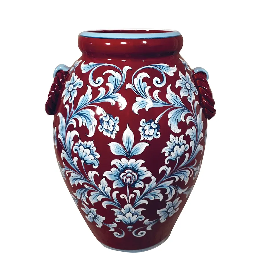 obrazek 1 Włoski ceramiczny wazon z błyszczącą ciemnoczerwoną glazurą