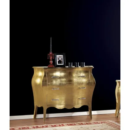 Zdjęcie Nieziemska zaokrąglona komoda z 3 szufladami z jasnym złotym wykończeniem - Zanini