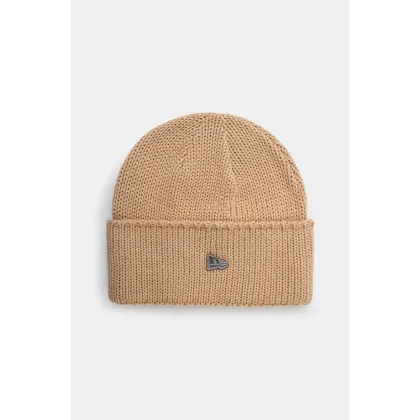 Zdjęcie New Era czapka z domieszką wełny WIDE CUFF BEANIE kolor beżowy 60565427