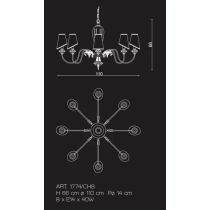 Zdjęcie Żyrandol z chromowanych mosiężnych elementów i florenckich kryształowych róż - Il Paralume Marina