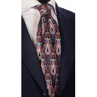 Picture A colorful men's tie with an iridescent effect and interesting patterns