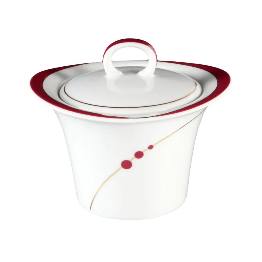 obrazek 1 Wyjątkowa porcelanowa cukiernica zdobiona czerwonym motywem - Seltmann Weiden