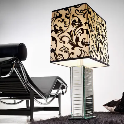 Zdjęcie Gustowna lampa biurkowa LTD86/2 z lustrzanego szkła i drewna