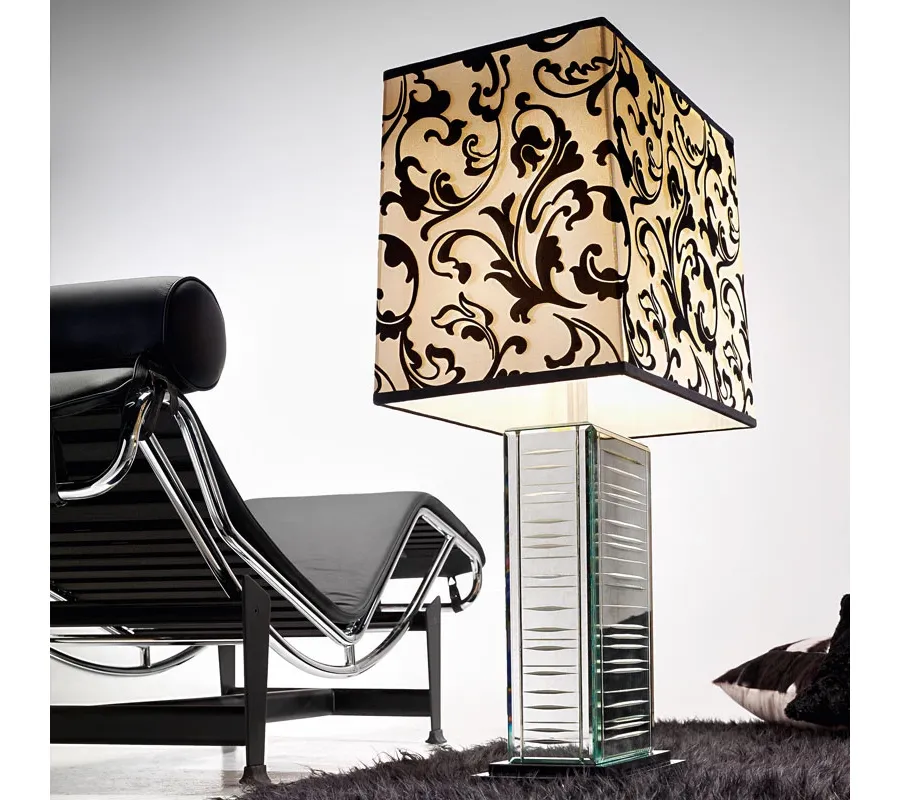 obrazek 1 Gustowna lampa biurkowa LTD86/2 z lustrzanego szkła i drewna
