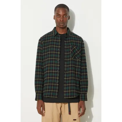 Zdjęcie A.P.C. koszula z domieszką wełny Surchemise Trek kolor zielony regular z kołnierzykiem klasycznym COEZX.H02396-GREEN