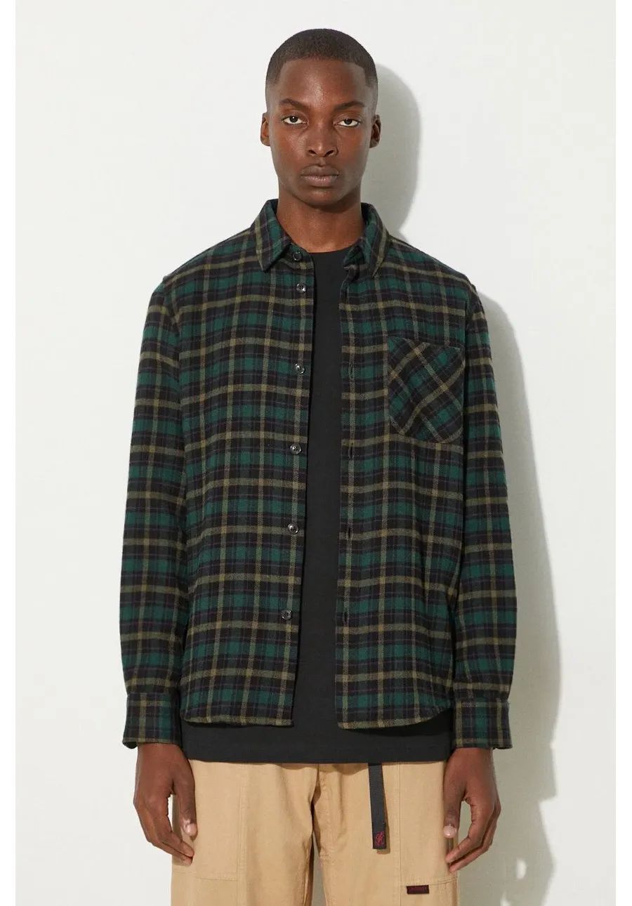 obrazek 1 A.P.C. koszula z domieszką wełny Surchemise Trek kolor zielony regular z kołnierzykiem klasycznym COEZX.H02396-GREEN