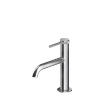 Picture Stylish washbasin tap with curved spout and integrated aerator for a minimalist bathroom
