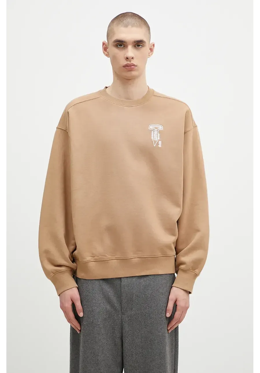 obrazek 1 Carhartt WIP bluza bawełniana Cross Screw Sweat męska kolor zielony z aplikacją I034039.2KCXX