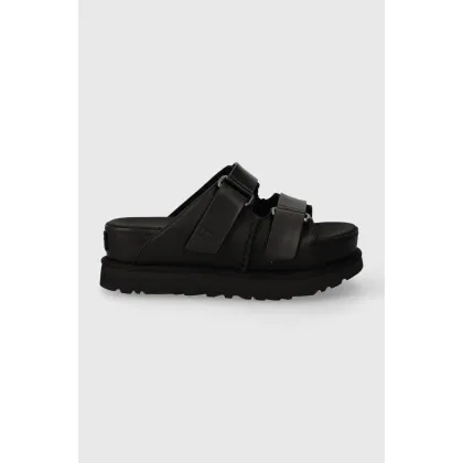 Zdjęcie UGG klapki skórzane Goldenstar Hi Slide kolor czarny na platformie 1152651