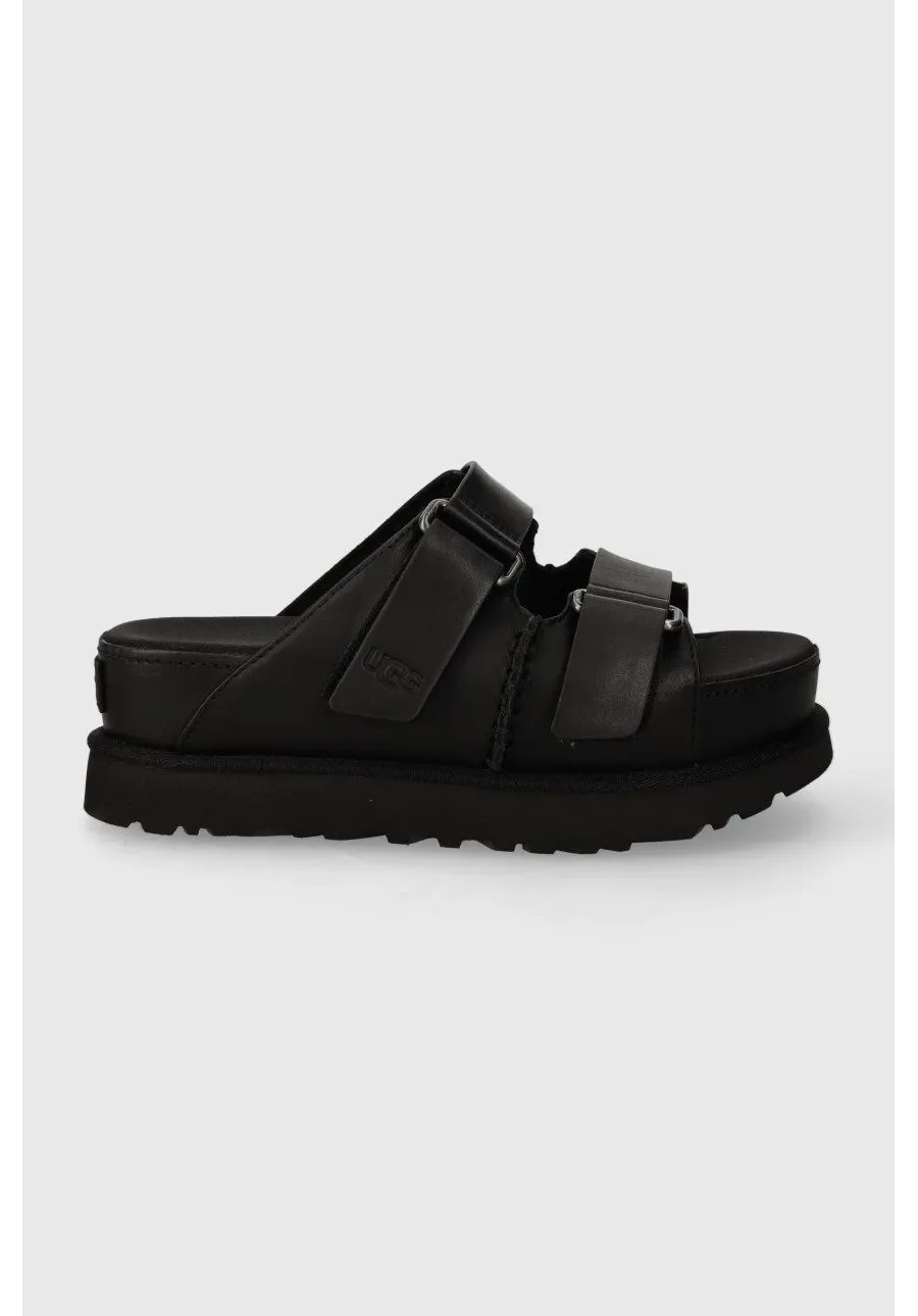 obrazek 1 UGG klapki skórzane Goldenstar Hi Slide kolor czarny na platformie 1152651