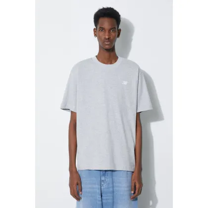 Zdjęcie New Balance t-shirt bawełniany Essentials Cotton męski kolor szary melanżowy MT41509AG