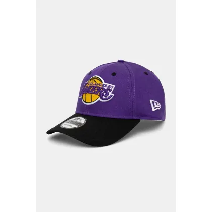 Zdjęcie New Era czapka z daszkiem bawełniana NBA SIDE PATCH 9FORTY® LOS ANGELES LAKERS kolor fioletowy z aplikacją 60565136