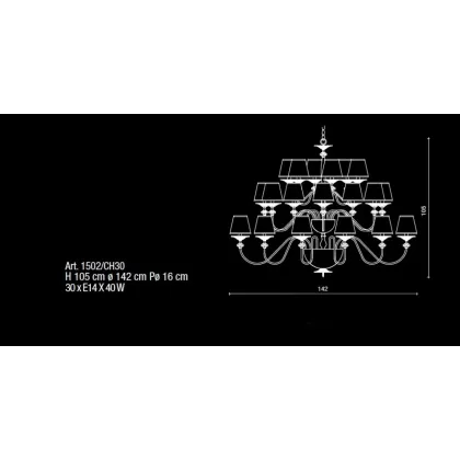 Zdjęcie Piękny żyrandol z wstawkami Swarovskiego i jedwabnymi kloszami - Il Paralume Marina