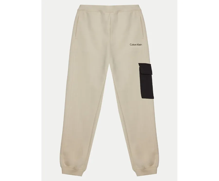 obrazek 1 Calvin Klein Jeans Spodnie dresowe IB0IB02349 Écru Relaxed Fit