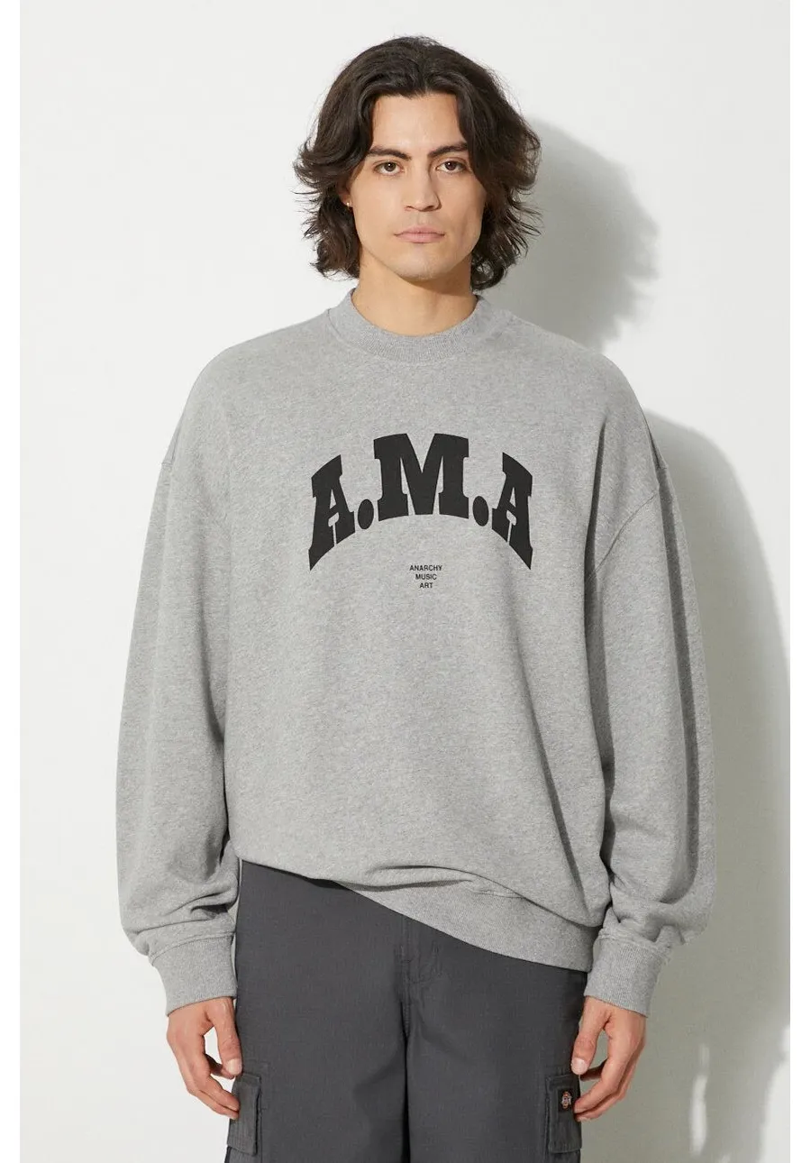 obrazek 1 Marcelo Burlon bluza bawełniana Ama Comfort Crewneck męska kolor szary z nadrukiem CMBA097F24FLE0030810