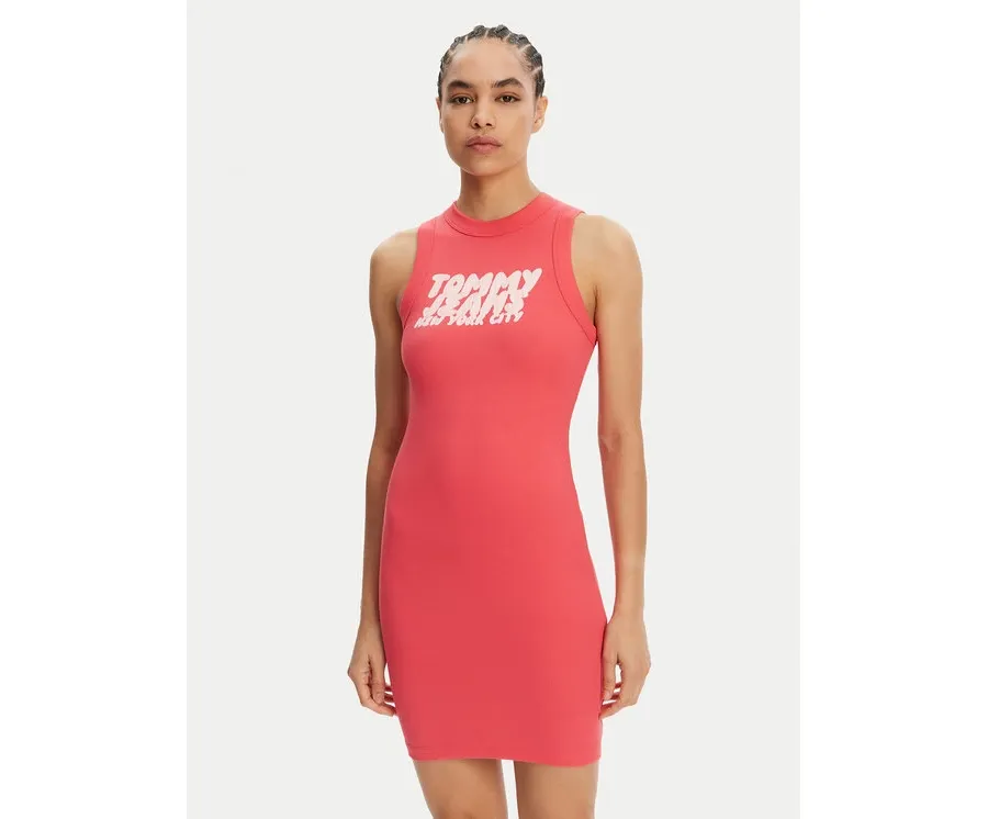 obrazek 1 Tommy Jeans Sukienka codzienna Bubble DW0DW21351 Koralowy Slim Fit