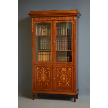 Zdjęcie Antyczny francuski regał na książki z mahoniu