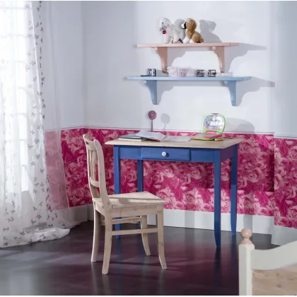 Zdjęcie Dziecięce biurko z szufladą lakierowane w kolorze niebieskim - Zanini