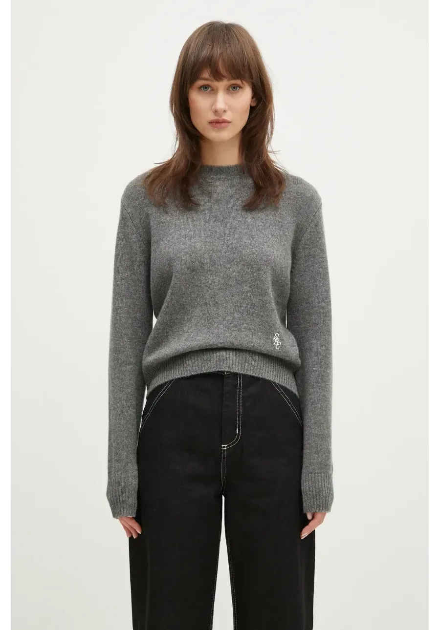 obrazek 1 Sporty & Rich sweter kaszmirowy SRC Wool Cashmere kolor szary lekki WS012506302GY03
