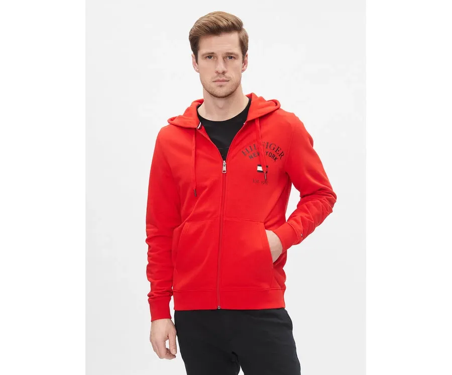obrazek 1 Tommy Hilfiger Bluza Wcc Arched Varsity Zip Thru MW0MW33644 Czerwony Regular Fit