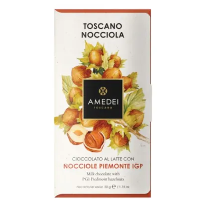 Zdjęcie Włoska czekolada Amedei mleczna z orzechami laskowymi, 50g