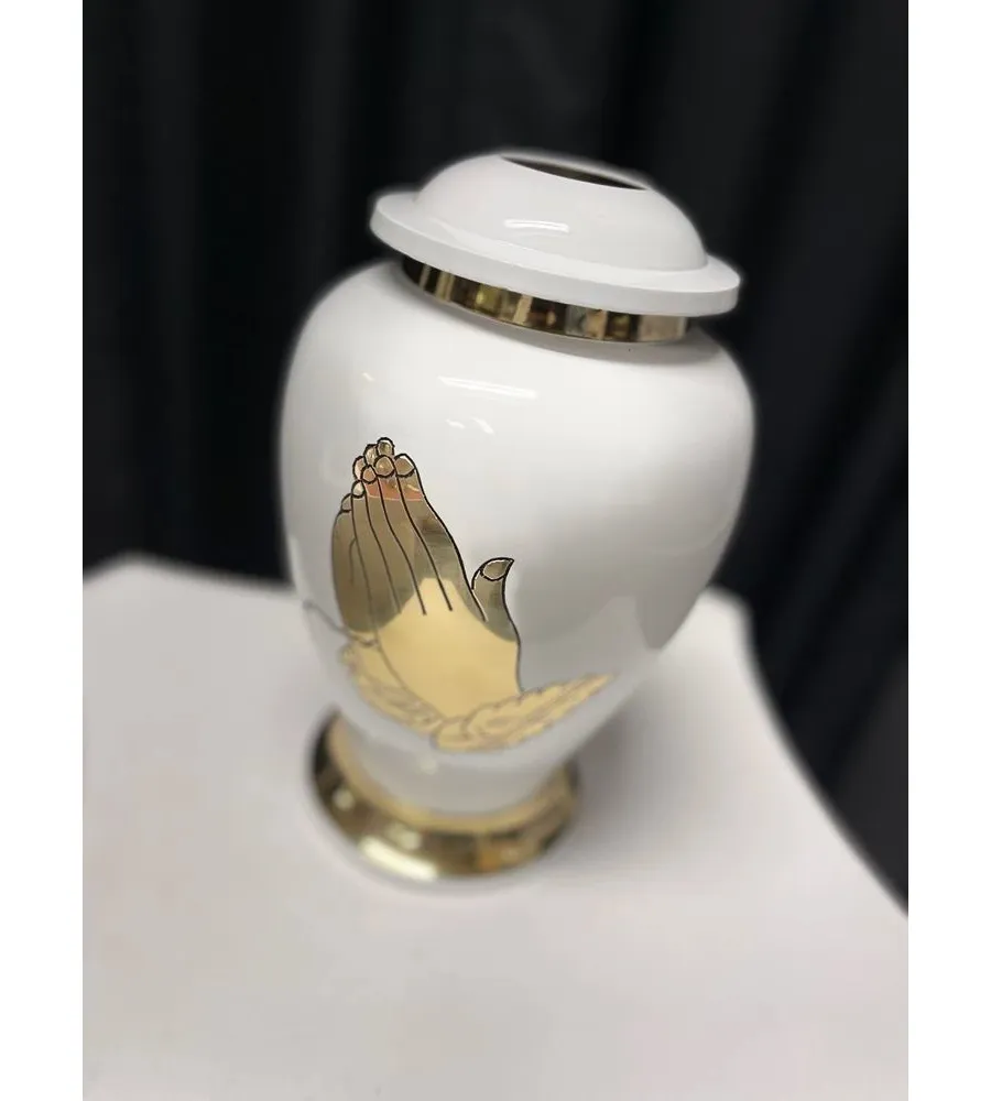 obrazek 4 Wyjątkowa biało-złota urna pogrzebowa