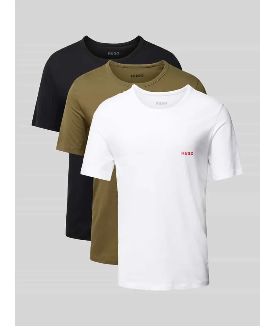 obrazek 1 T-shirt o kroju regular fit z nadrukiem z logo w zestawie 3 szt.