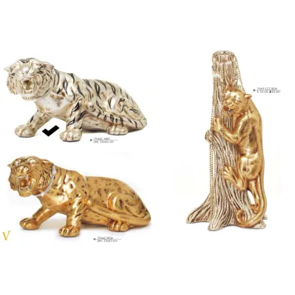 Picture Silver tiger attacking - ceramic figure - Valle d'oro Patchi