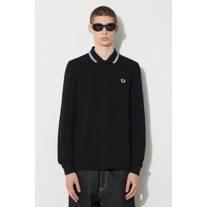 Zdjęcie Fred Perry longsleeve bawełniany kolor czarny z aplikacją M3636.350