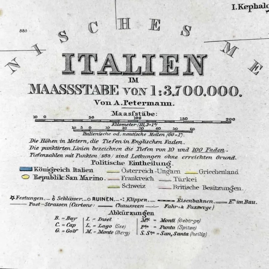 obrazek 3 Antyczna mapa Włoch autorstwa Augustusa Pietermanna z XIX wieku