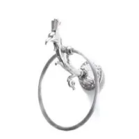 Picture Round chrome towel rack with cast brass swan for the bathroom - Il Paralume Marina