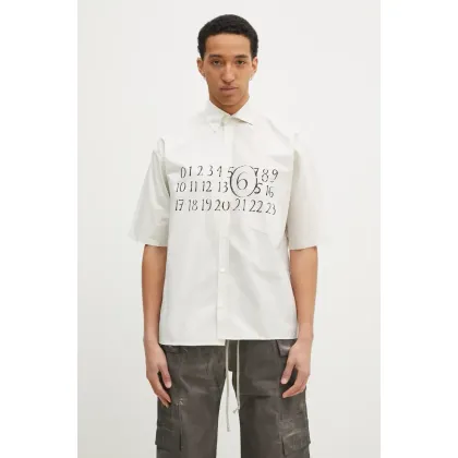 Zdjęcie MM6 Maison Margiela koszula bawełniana męska kolor beżowy relaxed SH0DR0007