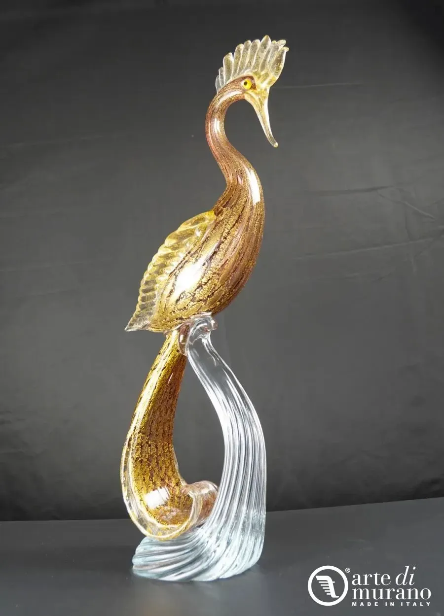 obrazek 1 Cały złoty feniks rzeźba w szkle Murano