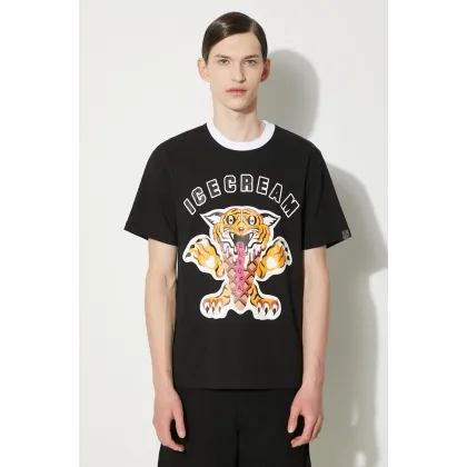 Zdjęcie ICECREAM t-shirt bawełniany Tiger męski kolor czarny z nadrukiem IC24237