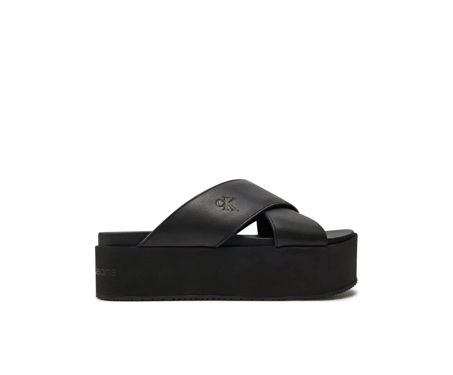 obrazek 1 Calvin Klein Jeans Klapki Flatform Cross Mg Uc YW0YW01349 Czarny