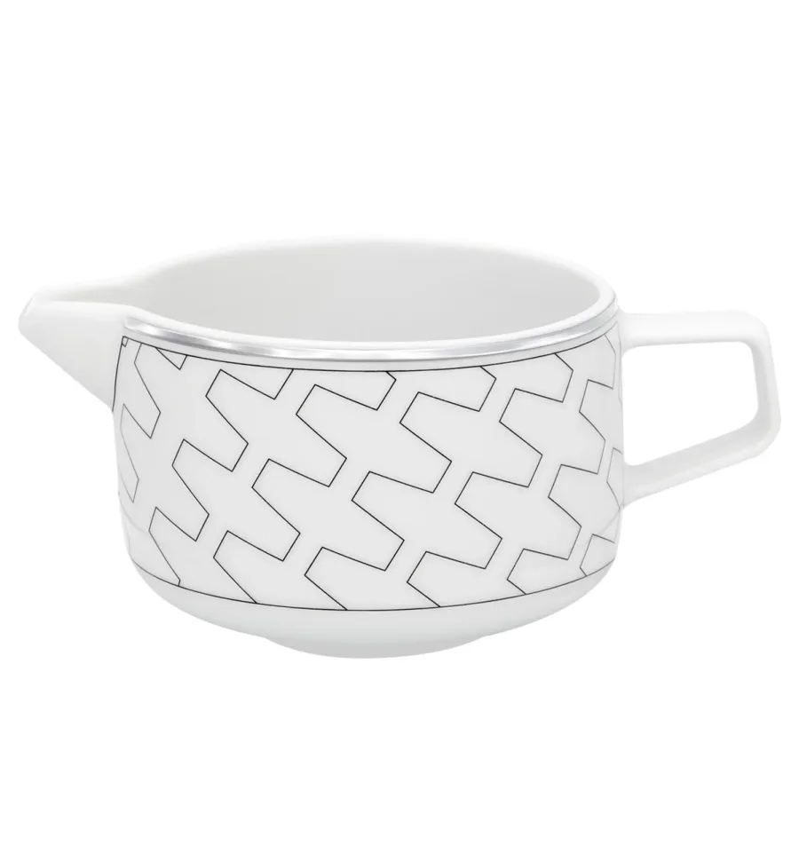 obrazek 1 Dzbanek na mleko z porcelany Trasso z geometrycznymi liniami w kolorze platyny - Vista Alegre