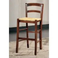 Picture Low stool with backrest, straw seat - Fratelli Mirandola