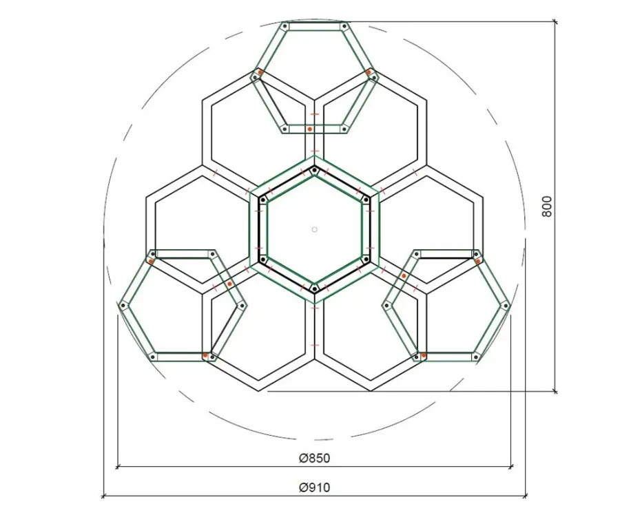 obrazek 3 Włoski żyrandol mosiężny z kolekcji Hexagon - Il Paralume Marina