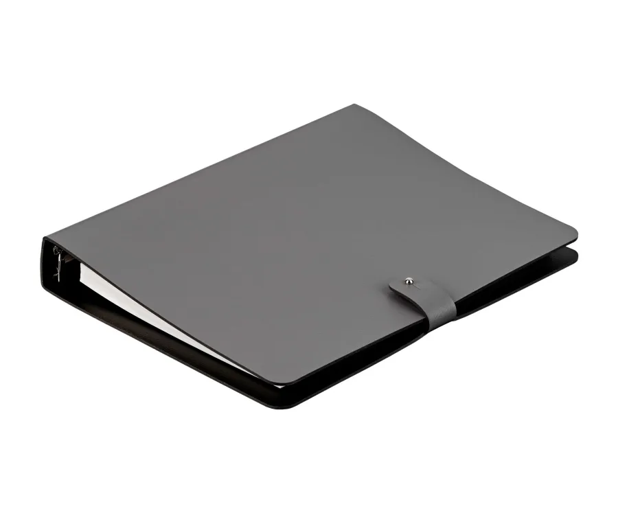 obrazek 1 Segregator na dokumenty A5 16,5х25 cm ze skóry w kolorze szarym