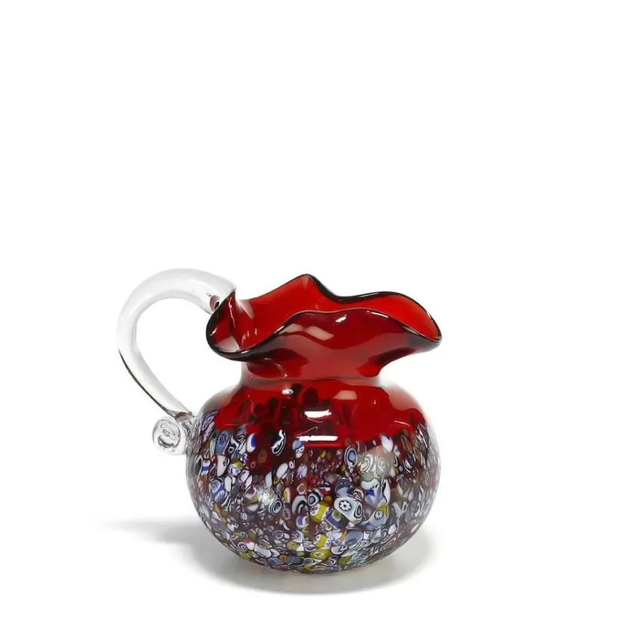 obrazek 1 Czerwony dzbanek z kolorowego szkła murano (16 cm)