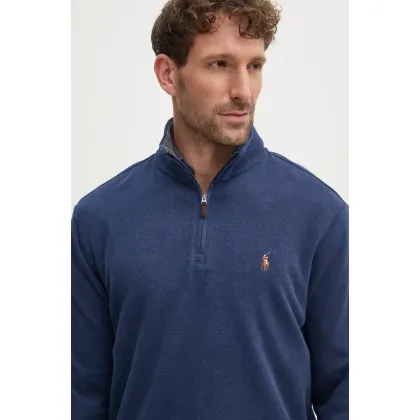 Zdjęcie Polo Ralph Lauren sweter bawełniany kolor granatowy lekki z półgolfem