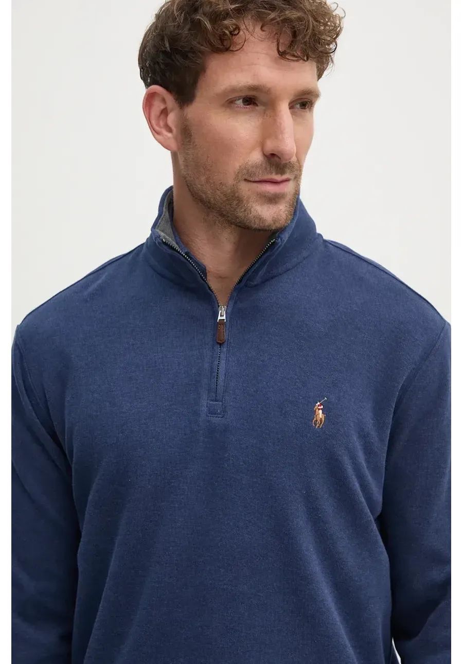 obrazek 1 Polo Ralph Lauren sweter bawełniany kolor granatowy lekki z półgolfem